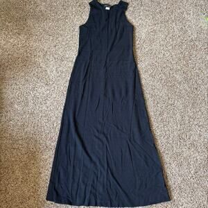 111 State Rayon Blend Black Sleeveless Maxi Shift Dress Womens sz S Minimalist